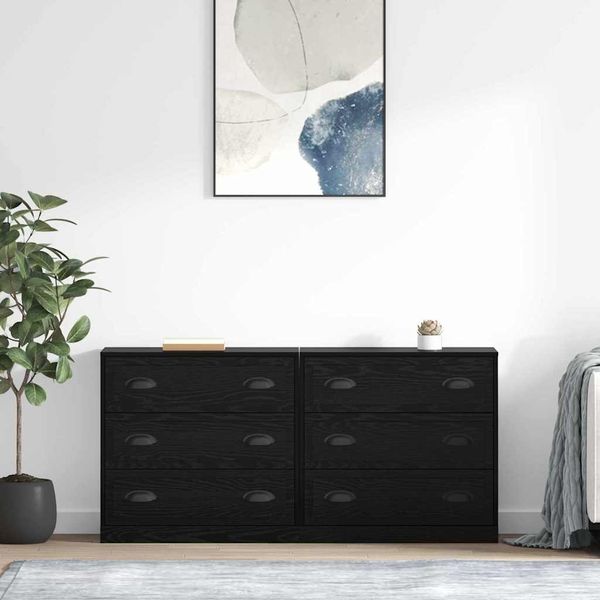 vidaXL Sideboards 2 pcs Schwarz Eichen-Optik 70 x 35,5 x 67,5 cm 3402655