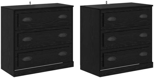 vidaXL Sideboards 2 pcs Schwarz Eichen-Optik 70 x 35,5 x 67,5 cm 3402655
