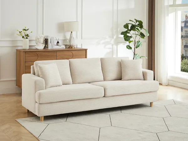 Vente-unique - YOCABA Sofa Samt Beige - B 79 cm x H 86 cm x L 216 cm
