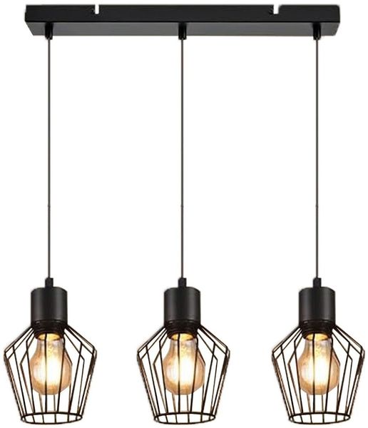 ZMH 3-Flammige Pendelleuchte Industrial Metall Schwarz LED E27 Metall