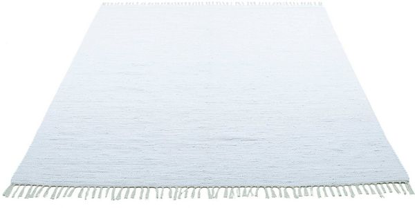 THEKO Teppich Happy Cotton, rechteckig, Höhe: 5 mm, Handweb Teppich, Flachgewebe, reine Baumwolle, handgewebt, mit Fransen