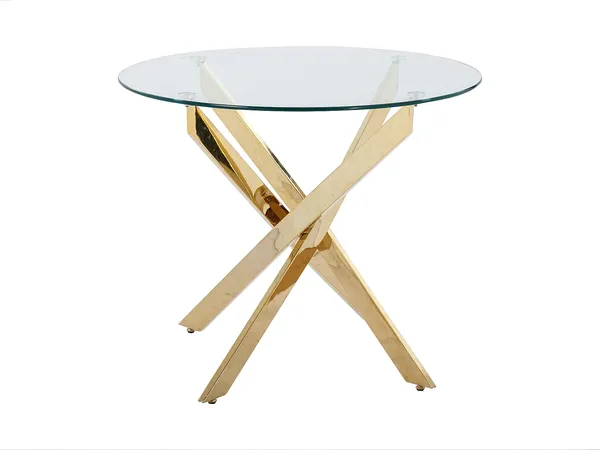 Vente-unique - COSIMA Esstisch Glas TransparentGold - B 90 cm x H 77 cm x L 90 cm