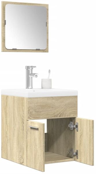 vidaXL 3-tlg. Badmöbel-Set Sonoma-Eiche Holzwerkstoff 3324986