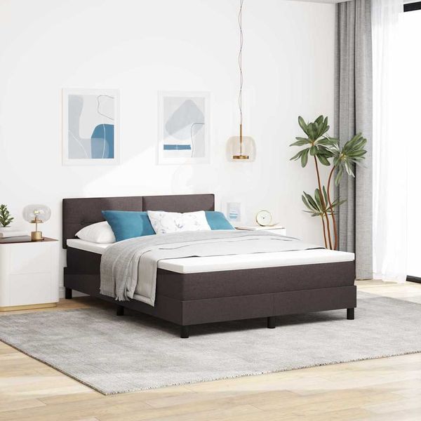 vidaXL Boxspringbett mit Kopfteil Dunkelbraun 160 x 200 cm Stoff 3342222