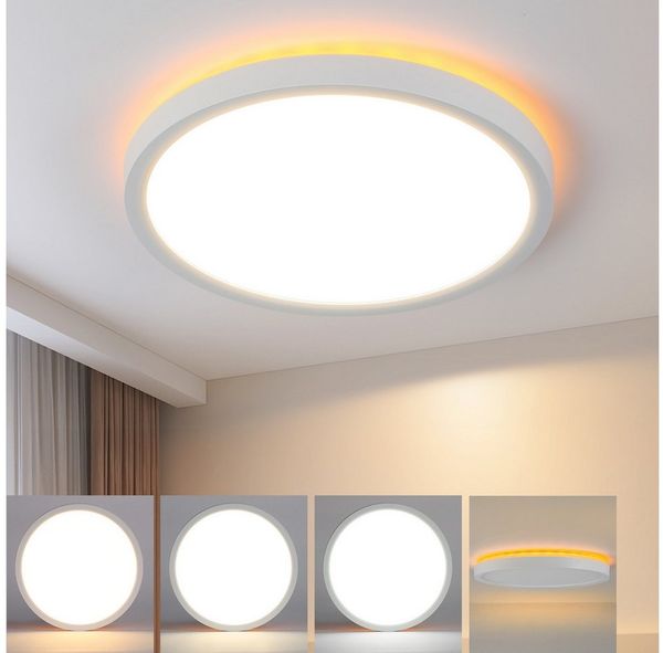 Nettlife LED Deckenleuchte Flach Schwarz 22cm 18W Dimmbar Runde Panel Deckenlampe, Dimmbar, LED fest integriert, Farbwechsler