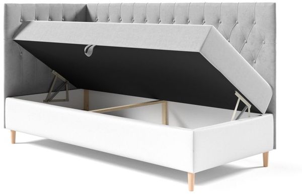 Boxspringbett Gästebett Kinderbett FINJA Nr. 3 100x200cm Weiss-Braun Seite Links Bild 2