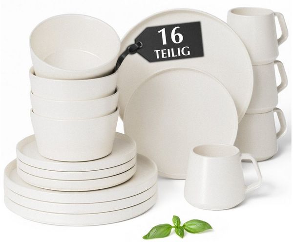 MiaMio Geschirr-Set Luxe Geschirrset 16-tlg Weiß