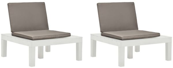 vidaXL Gartenstühle mit Auflagen 2 Stk. Kunststoff Weiß 3054424