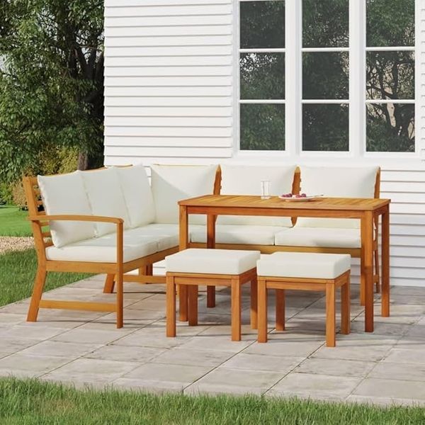 IKAYAA Garten-Lounge aus Akazienholz – Vielseitiges Ecksofa, perfekt für Treffen mit Familie und Freunden