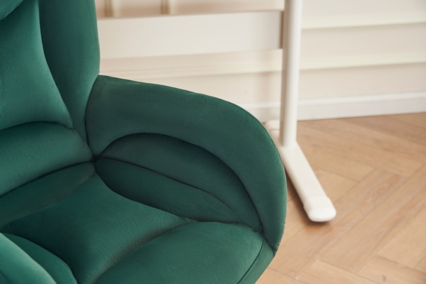 Drehstuhl aus Samt mit verstellbarer goldener Basis, 360° drehbar, ergonomisch gepolstert,Grün Bild 9