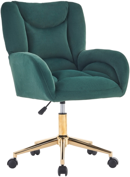 Drehstuhl aus Samt mit verstellbarer goldener Basis, 360° drehbar, ergonomisch gepolstert,Grün Bild 7