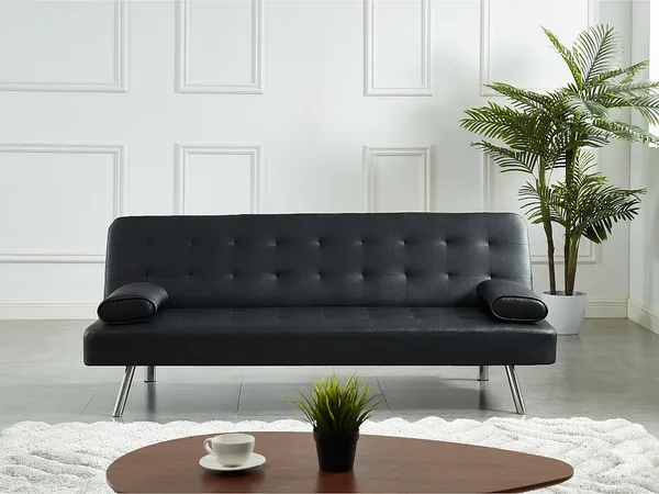 Vente-unique - MICHELLE Sofa Kunstleder Schwarz - B 83 cm x H 76 cm x L 186 cm