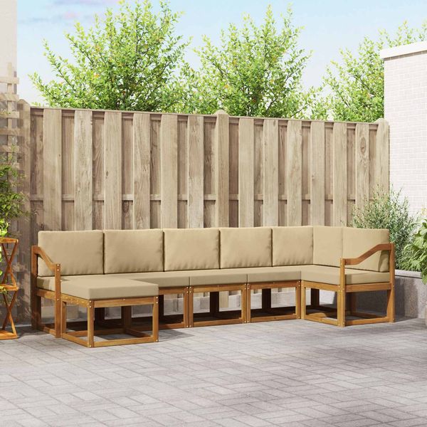 vidaXL Outdoor-Sofagarnitur mit Kissen 7 pcs Natur und Beige 3366726