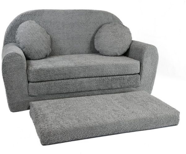 FORTISLINE Kindersofa Kindersofa aus Teddy-Stoff mit Verlängerung - Klappsofa, Spielsofa, ausklappbar