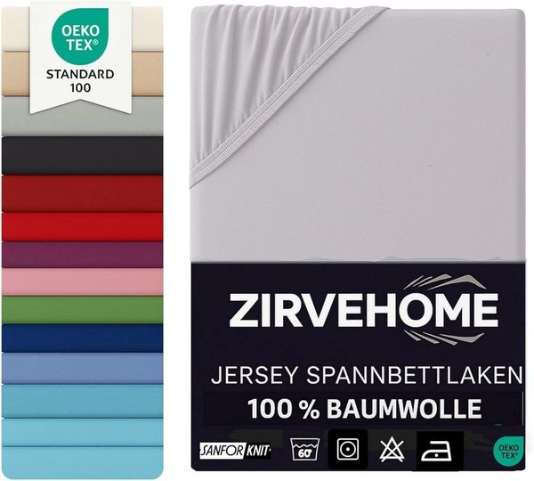 ZIRVEHOME Spannbettlaken Spannbettlaken, Jersey, Gummizug: Rundumgummi, (1 Stück), Spannbettlaken Boxspringbett 180x200 - 200x220 cm. Silberfarben
