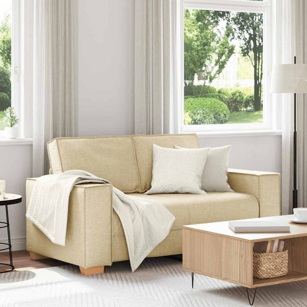 vidaXL 2-Sitzer Sofa Creme 120 cm Stoff 4104977