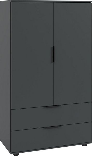 Wimex Wäscheschrank Easy Plus Kleiderschrank Garderobe 2 Schubladen, 81 oder 130cm breit in verschiedenen Farben, moderne Optik mit schwarzen Metallgriffen