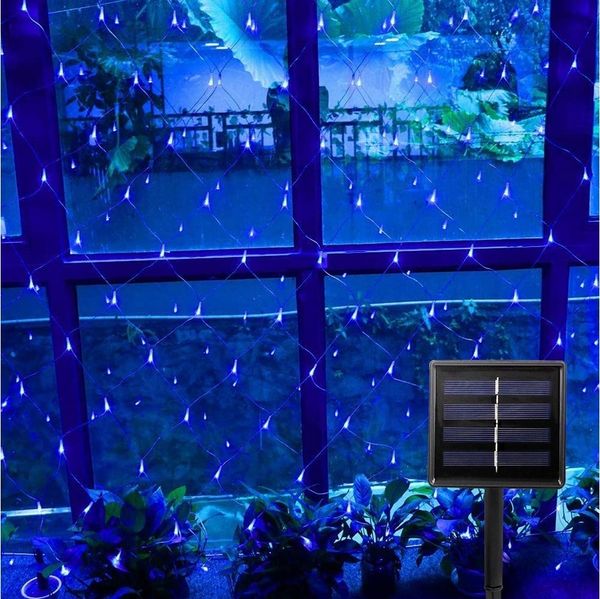 Rosnek LED-Lichternetz Solar Wasserdichte Mesh Lichterkette für Weihnachten Party Garten deko, 1.5*1.5M/3*2M, Solar Lichternetz Außen Inner mit 8 Modi