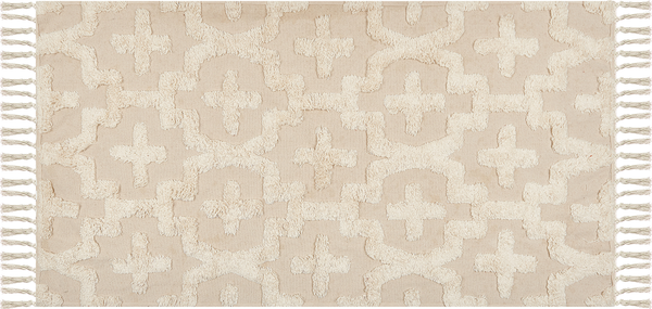 Teppich Baumwolle hellbeige 80 x 150 cm geometrisches Muster Kurzflor ITANAGAR Bild 4