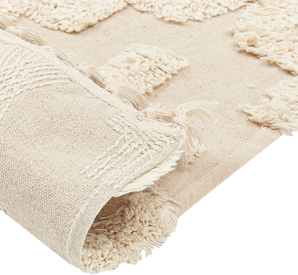 Teppich Baumwolle hellbeige 80 x 150 cm geometrisches Muster Kurzflor ITANAGAR Bild 6