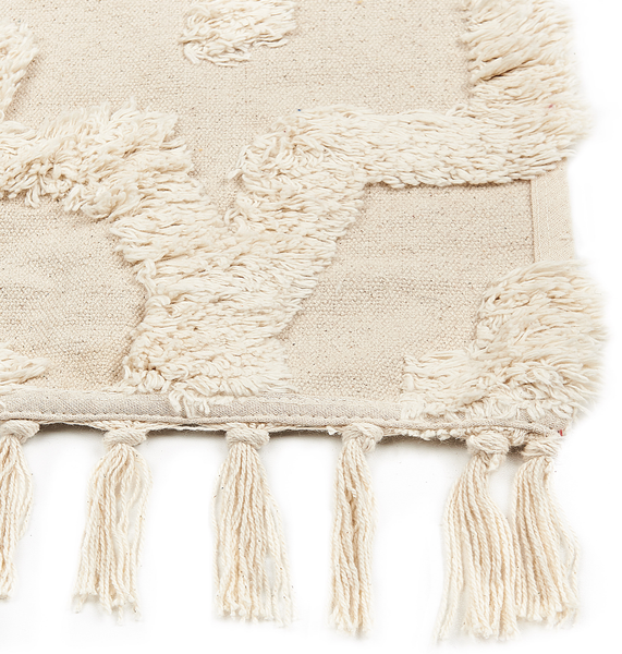 Teppich Baumwolle hellbeige 80 x 150 cm geometrisches Muster Kurzflor ITANAGAR Bild 5