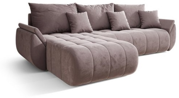Ecksofa Schlafsofa AKITA Stoff Monolith Flieder Ottomane Links Bild 4