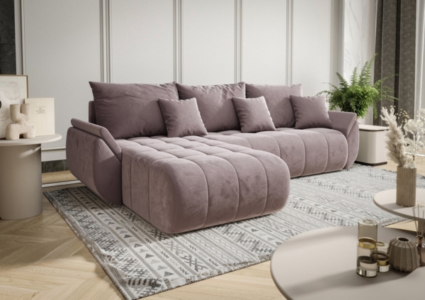 Ecksofa Schlafsofa AKITA Stoff Monolith Flieder Ottomane Links Bild 5