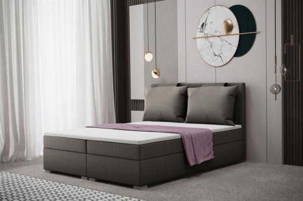 Boxspringbett Schlafzimmerbett MATRO 180x200cm in Stoff Soro Taupe