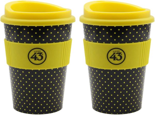 Licor 43 Kaffeebecher - 2er Set Trinkbecher Coffee to go mit Deckel Likör Liquor 43er