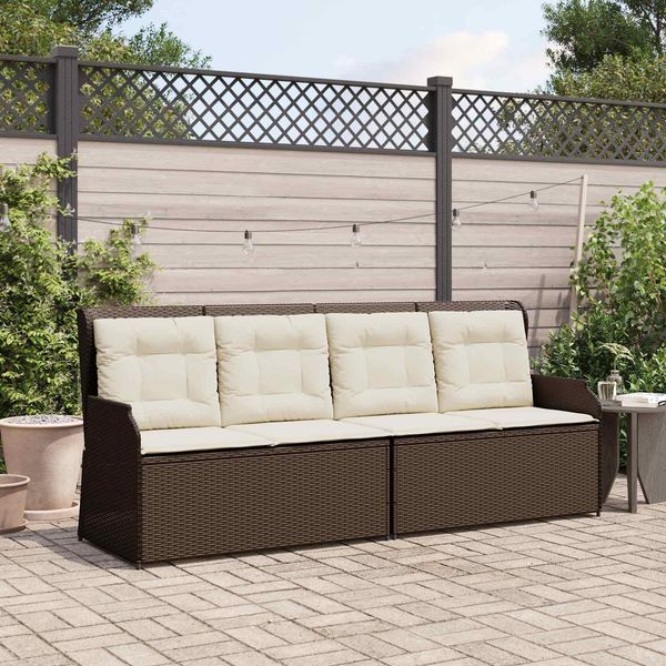 vidaXL Gartenbank mit Kissen Schwarz und Cremeweiß Poly-Rattan 3394441