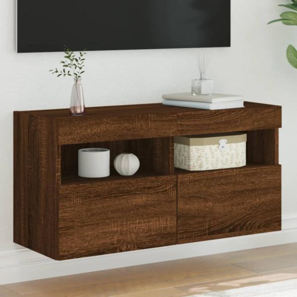 vidaXL TV-Wandschrank mit LED-Leuchten Braun Eichen-Optik 80x30x40 cm 837209