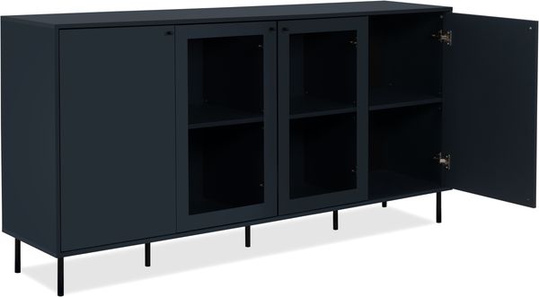 Finori Caracas 51A Sideboard, Navy blau | Sideboard für Wohnzimmer | Maß: B x H x T ca. 180 x 90 x 40 cm | Sideboard mit 2 Glasrahmentüren, 2 Türen und 4 Einlegeböden Bild 7