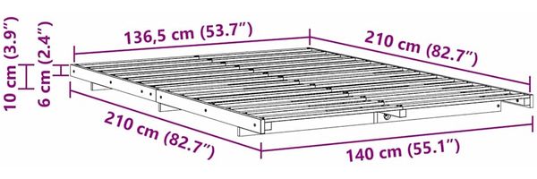 vidaXL Bettrahmen Weiß 140 x 210 cm Massives Kiefernholz 873110 Bild 10