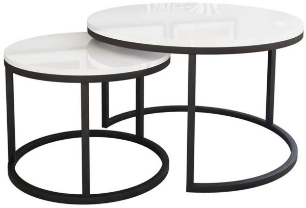 Lookway Couchtisch CIRI 2in1 Hochglanz Runder Tisch (2er Set), Durchmesser: ⌀ 70/50 cm und Durchmesser: ⌀ 80/60 cm Bild 4