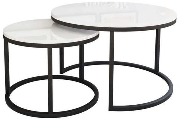 Lookway Couchtisch CIRI 2in1 Hochglanz Runder Tisch (2er Set), Durchmesser: ⌀ 70/50 cm und Durchmesser: ⌀ 80/60 cm Bild 3