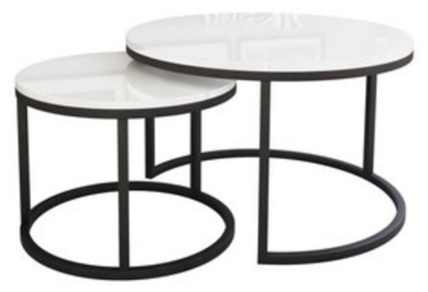 Lookway Couchtisch CIRI 2in1 Hochglanz Runder Tisch (2er Set), Durchmesser: ⌀ 70/50 cm und Durchmesser: ⌀ 80/60 cm Bild 5