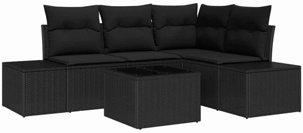 vidaXL Gartensofa-set 5 pcs Schwarz Poly-Rattan 3347053