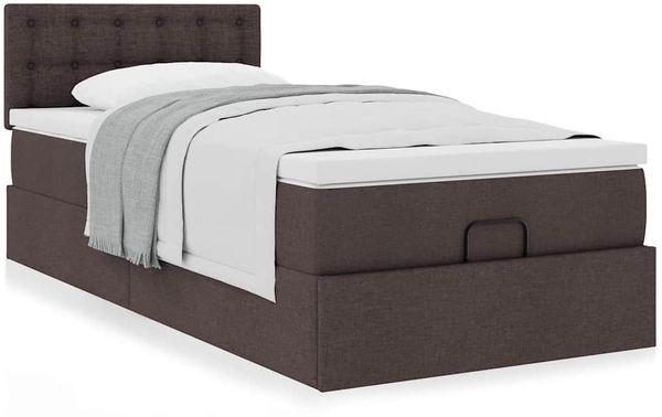 vidaXL Ottoman-Bett mit Matratze Dunkelbraun 90x190 cm Stoff 3311590 Bild 4