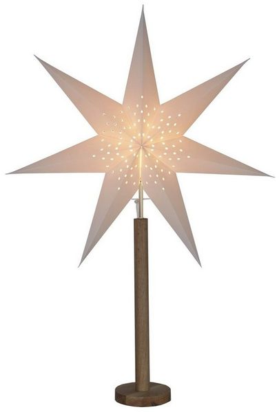 STAR TRADING LED Stern Papierstern Weihnachtsstern stehend 7-zackig 60cm E14 weiß braun