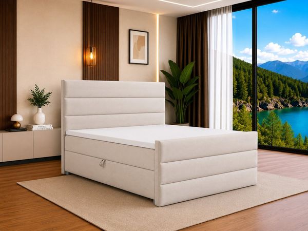 Best for Home Boxspringbett Trinity K-1 LUX – Modern Boxspringbett mit Stauraum & Komfort (Boxspringbett-Set, 1-St, Komplettes Boxspringbett-Set inklusive Matratze und Topper), Ergonomischer Schlafkomfort, großer Stauraum