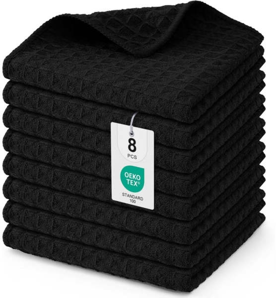 Moosfor Microfasertücher 8er-Set Küchentücher Schwarz 30x30cm
