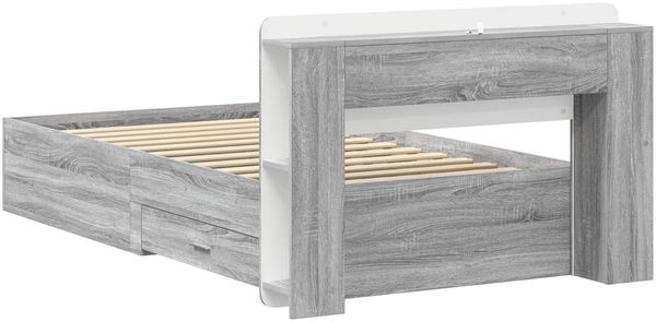 vidaXL Bettgestell mit Stauraum Grau Sonoma 100 x 200 cm Holzwerkstoff 3433720 Bild 5