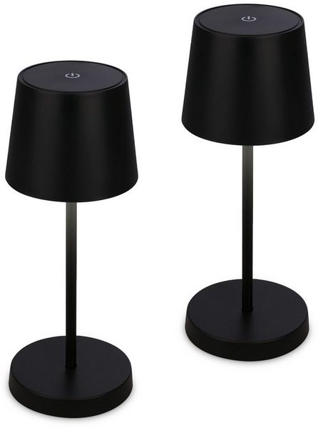 Briloner Leuchten Tischleuchte LED Tischlampe kabellos akku dimmbar In-/Outdoor Wohnzimmer, Doppelpack, LED fest integriert, 3.000K - Warmweiß, mit Akku, In-/Outdoor, USB-C, warmweiß, IP44, weiß, 35 cm