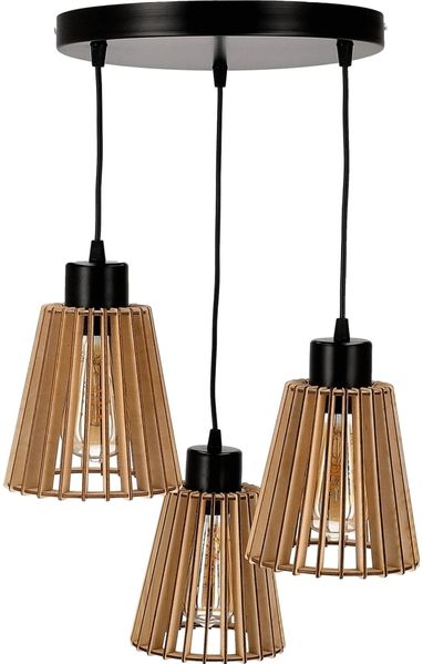 Hängelampe Orno DELOS 3P E27 - max. 3x60 W schwarz Holz rund