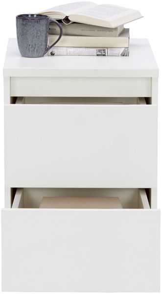 Carryhome 'LINE' Nachtkommode, Holznachbildung Weiß, 40.1 x 54.8 x 48 cm, 2 Schubladen, grifflos