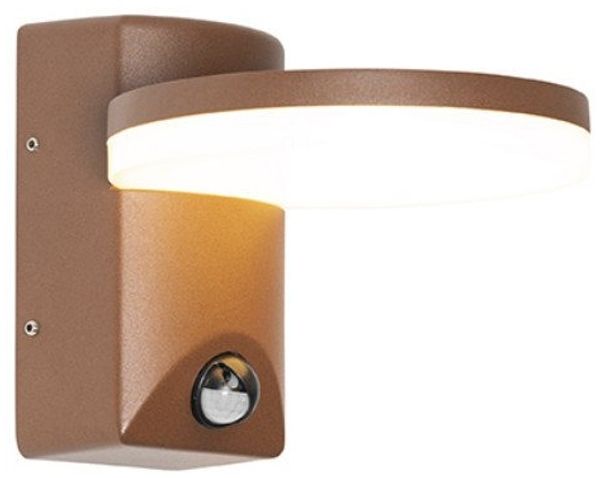 Qazqa Außen-Wandleuchte Esmee, LED fest integriert, (nicht austauschbare) LED, Rostbraun, Modern, Aluminium, 1-flammig