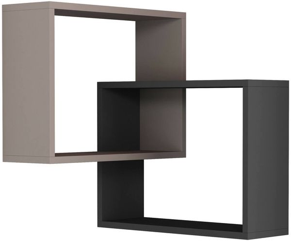 Dmora Regal Fiandra, Gestell, Wandregal, Mehrzweckregale, 68x60 h68 cm, Beige und Anthrazit