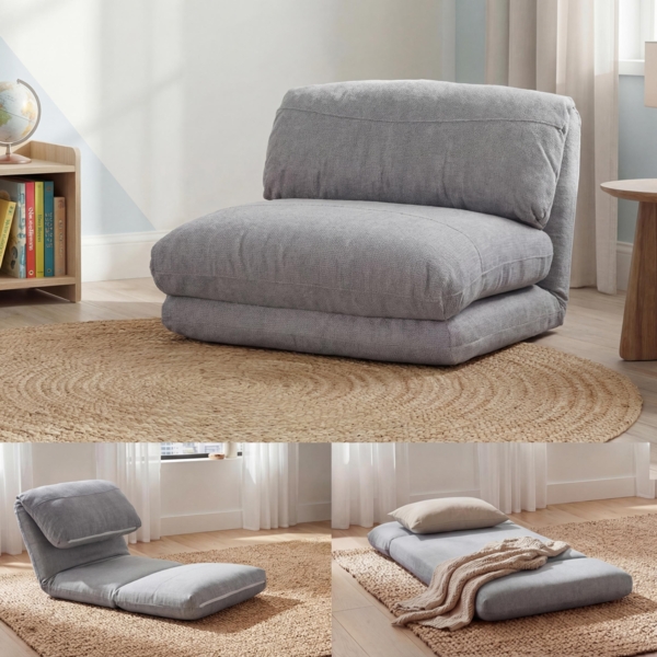 Schlafsessel HWC-E68, Schlafsofa Funktionssessel Klappsessel Relaxsessel, Stoff/Textil ~ hellgrau