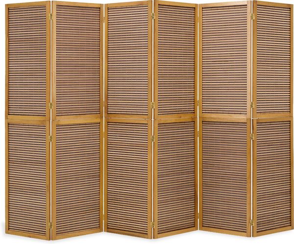 Paravent Raumteiler 6 teilig Holz Trennwand Sichtschutz Braun