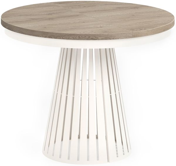 MEBLINI Esstisch Rund Ausziehbar aus Metall - 100-176x76 cm - CONEY - Cremona Terracotta Eiche/Kaschmir - Loft - Esszimmertisch Modern - Küchentisch - Ausziehtisch - Round Dining Table